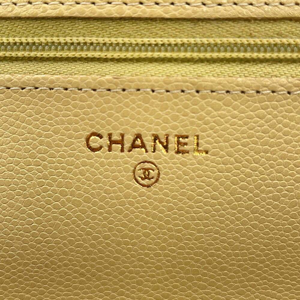 CHANEL Authentic Cream Caviar Leather Logo Wallet - Picture 15 of 16